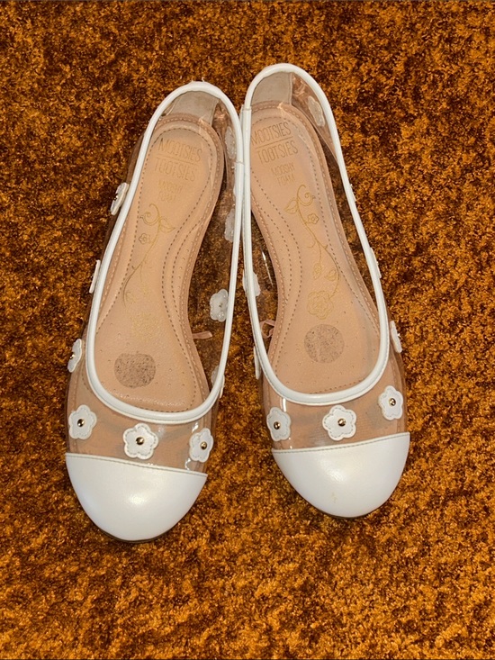 Mootsies Tootsies Shoes - Mootsies Tootsies White and Clear Floral Cap-Toe Ballet Flats